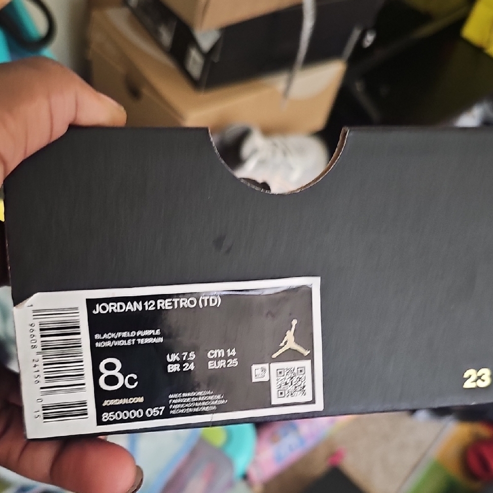 Jordan 12 Retro TD Black and Field Purple Sneakers